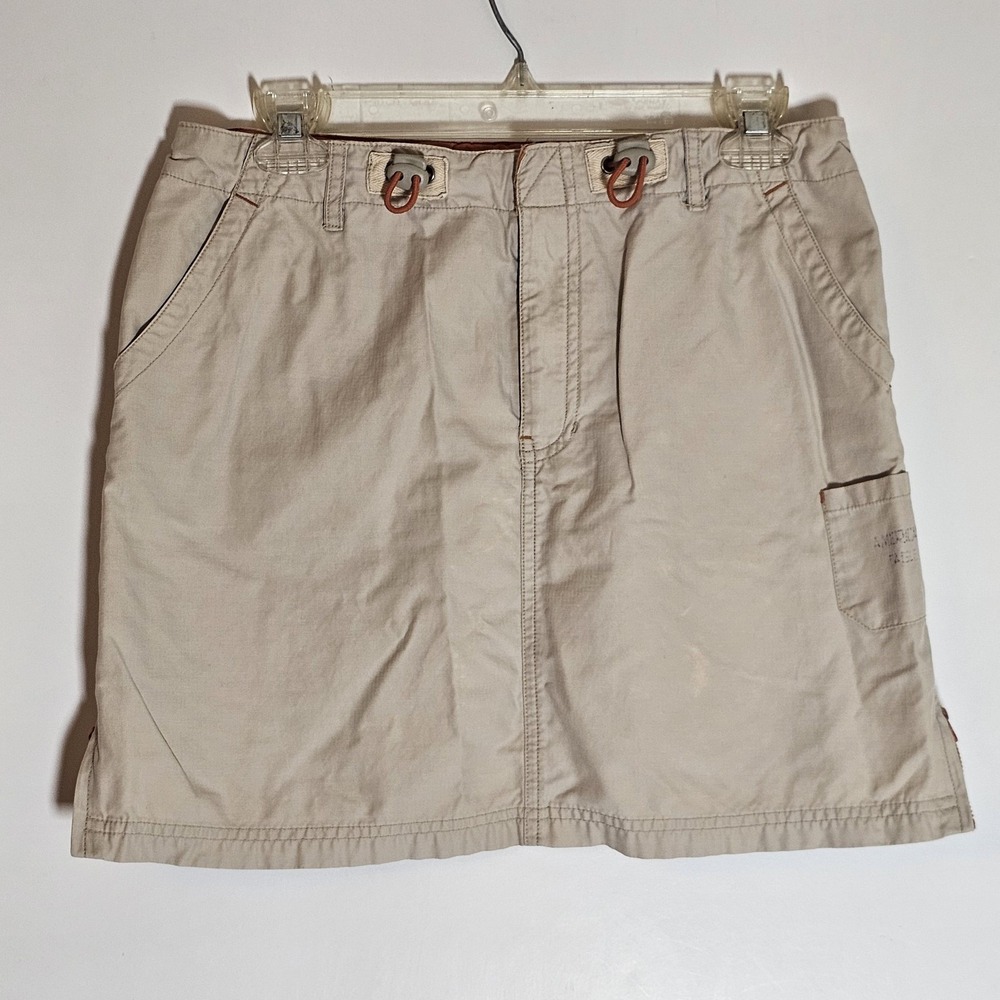 American‎ Eagle Skirt Womens Small Khaki Tan Utility Mini Pockets Outdoor Casual